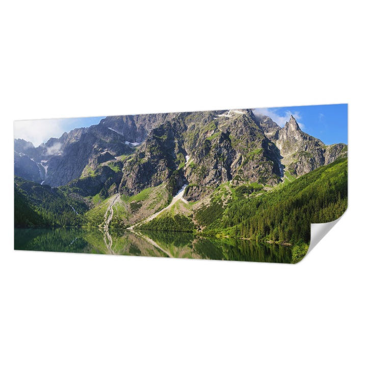 Tapet Textil Autocolant, Wallfluent, Munti pitoresti, Albastru, 250 x 104 cm, Pentru Perete, Rezistente La Apa, Umiditate Si Pete, 010170060020000001811