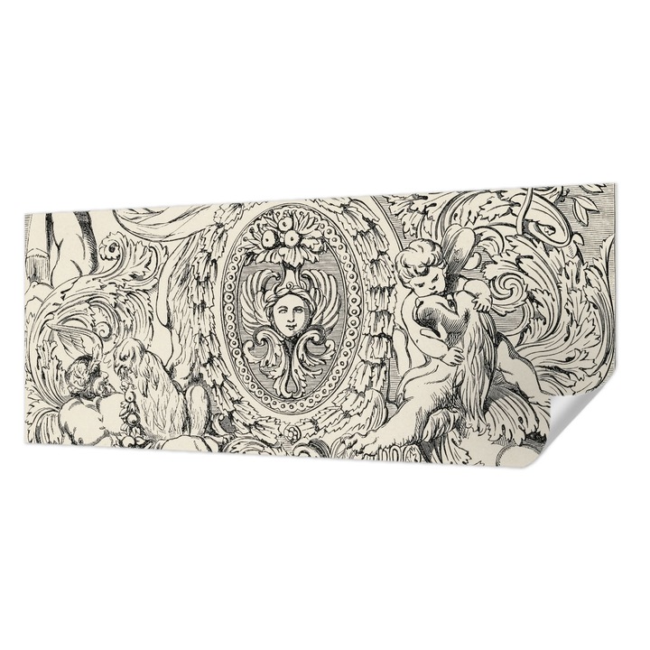 Fali Fotótapéta Autocolant, Wallfluent, O bogatie de ornamente, Alb, 250 x 104 cm, Pentru Sufragerie, Dormitor, 010170060020000285470