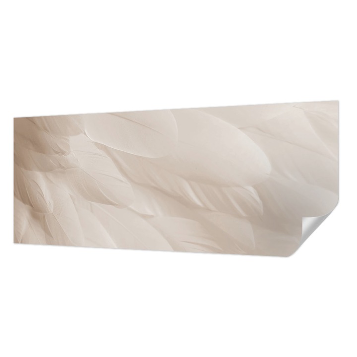 Tapet Textil Autocolant, Wallfluent, Pene eterice, Alb, 250 x 104 cm, Detasabil, Lavabil, 010170060020000282654