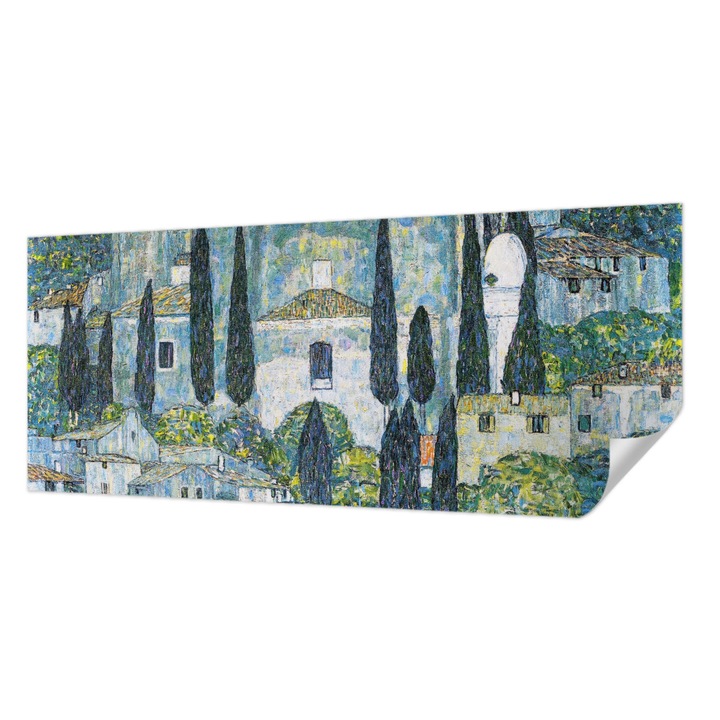 Tapet Autocolant De Perete, Wallfluent, Case cu chiparos, Albastru, 250 x 104 cm, Pentru Baie, Bucatarie, 010170060020000285564
