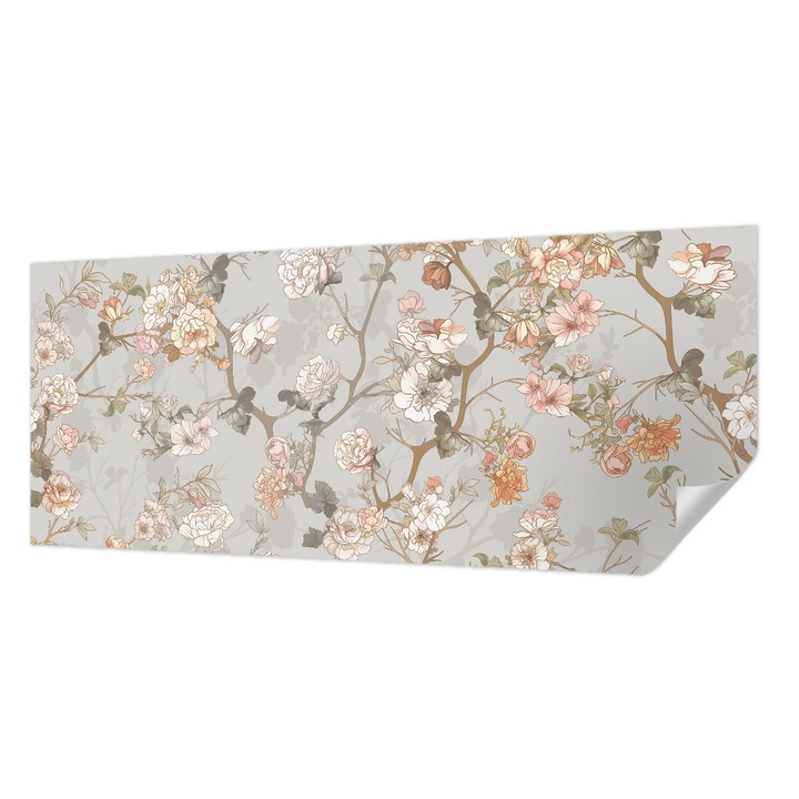 Tapet Textil Autocolant, Wallfluent, Model romantic, Gri, 250 x 104 cm, Pentru Perete, Rezistente La Apa, Umiditate Si Pete, 010170060020000282749