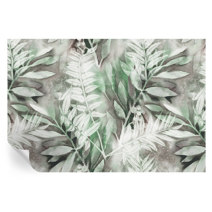 Tapet Autocolant De Perete, Tulup, Frunze de acuarela, Verde, 104 x 70 cm, Decorativ, Usor De Instalat, 010170060170000012593