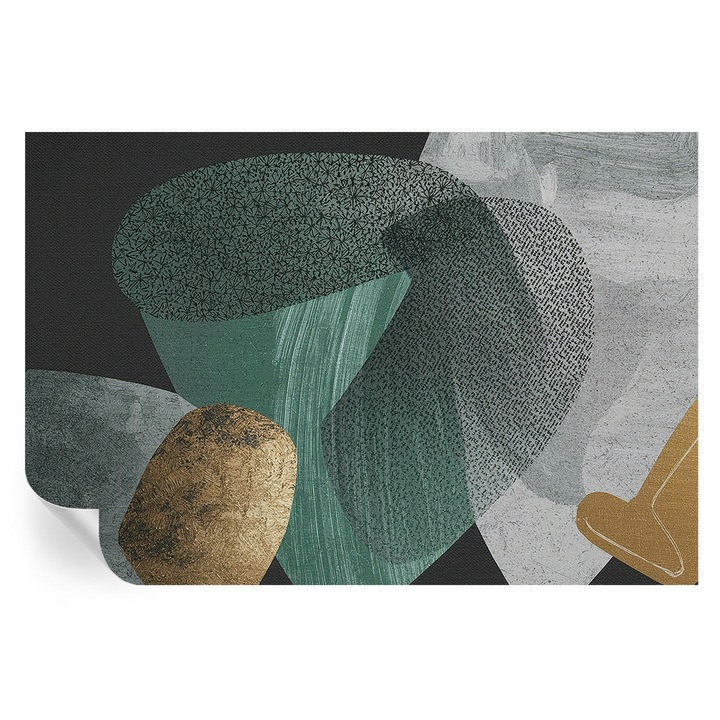 Tapet Textil Autocolant, Tulup, Geometrie abstracta, Verde, 104 x 70 cm, Decorativ, Rezistente La Apa, Umiditate Si Pete, 010170060170000285136