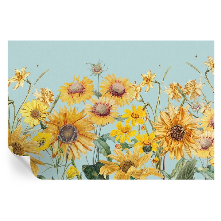 Tapet Autocolant De Perete, Tulup, Gradina de vara, Galben, 104 x 70 cm, Decorativ, Usor De Curatat, 010170060170000285211