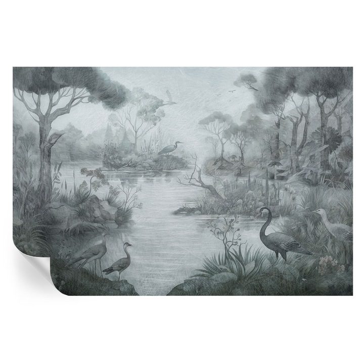 Tapet Autocolant De Perete, Tulup, Peisaj natural, Gri, 104 x 70 cm, Decorativ, Lavabil, 010170060170000285308