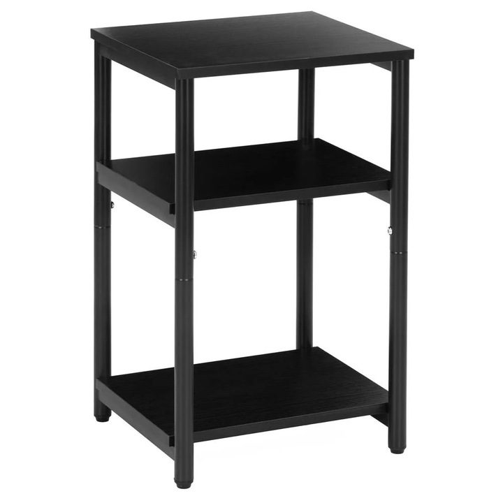 Noptiera 3 rafturi pal cadru metalic stil industrial, 35x31x59 cm, design compact, negru