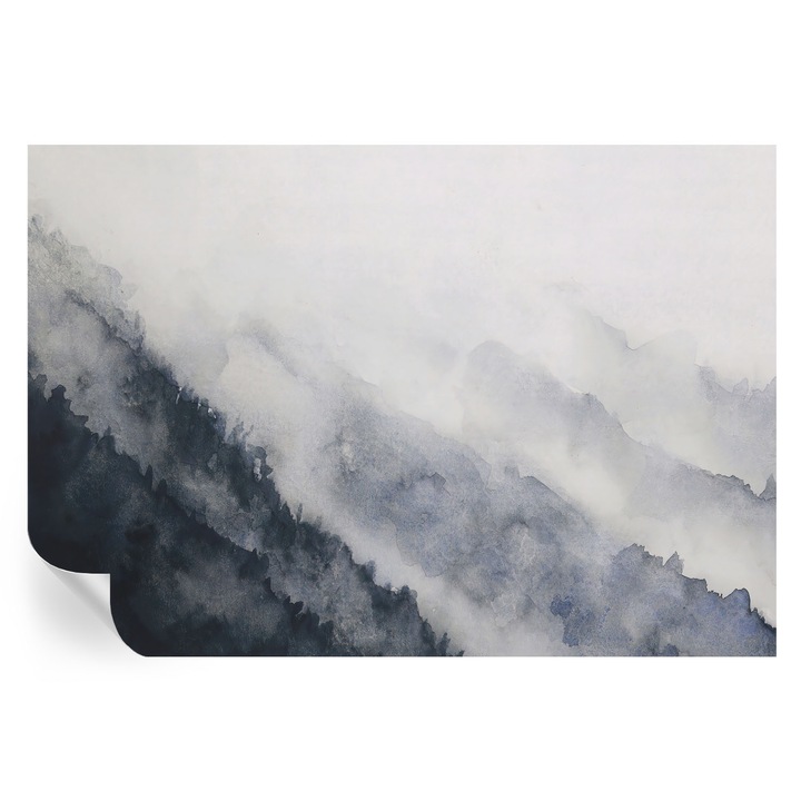 Tapet Textil Autocolant, Tulup, Ceata de munte, Alb, 152 x 104 cm, Decorativ, Pentru Living, Hol, 010170060180000011988