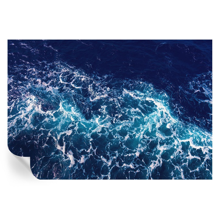 Fototapet autocolant Tulup, Valurile marii, Bleumarin, 152x104cm, Lavabil