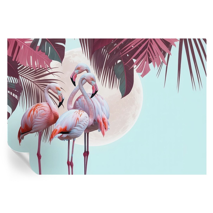 Tapet Autodeziv De Perete, Tulup, Pasari exotice, Roz, 152 x 104 cm, Decorativ, Usor De Montat Si Rezistent, 010170060180000285159