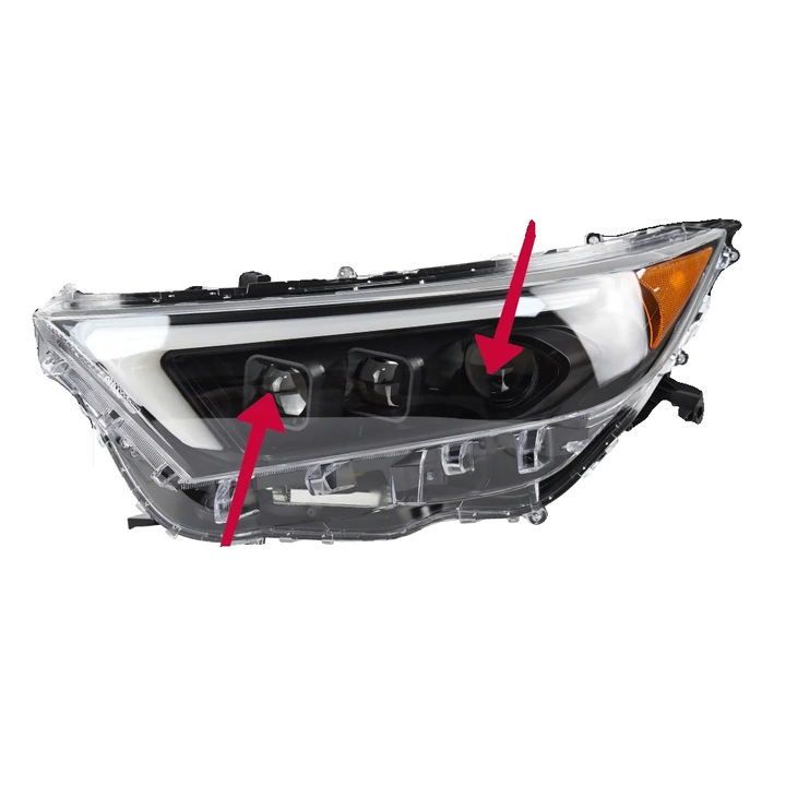 Fényszóró szett, kompatibilis Toyota RAV4 LED Fényszóró 2019-2022, LED Technológia, Angel Eye projektorlencse távolsági fényszóró, eredeti halogénhez