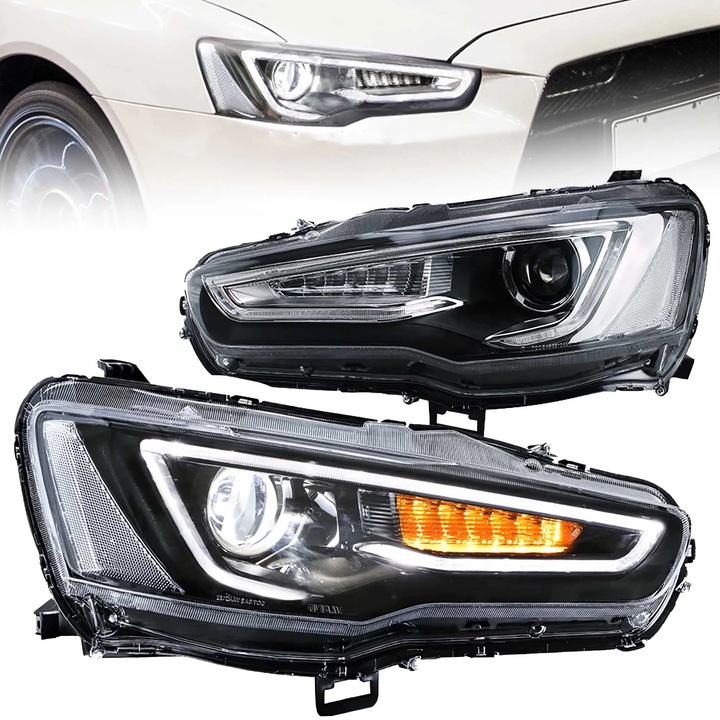 Faruri dual beam, alb fara demon eye, dimensiuni 63.5x48x32cm, montare directa, pentru conducere pe partea stanga