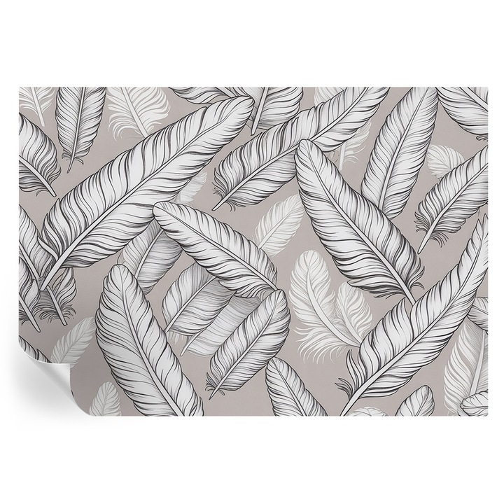 Tapet Autocolant De Perete, Tulup, Pene subtile, Gri, 312 x 219 cm, Decorativ, Usor De Montat Si Rezistent, 010170060960000284942