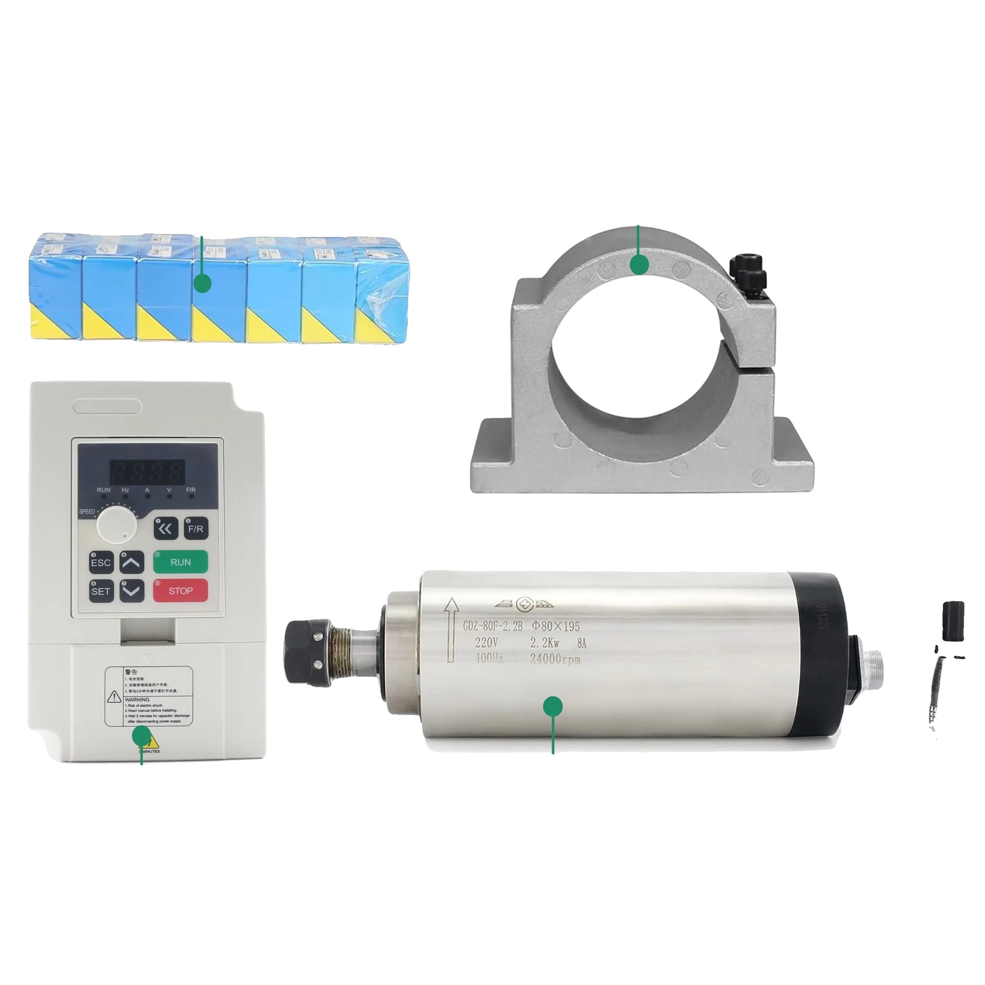 Motor CNC Spindle, 24000rpm, 2.2KW VFD Inverter, set complet, 220V