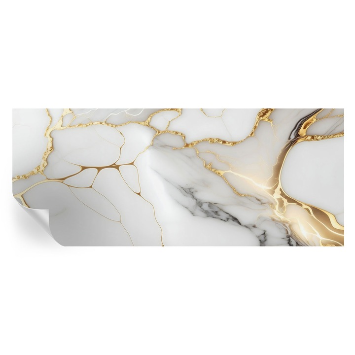 Tapet Autocolant Tulup Eleganta marmurei, Alb, 250x104cm