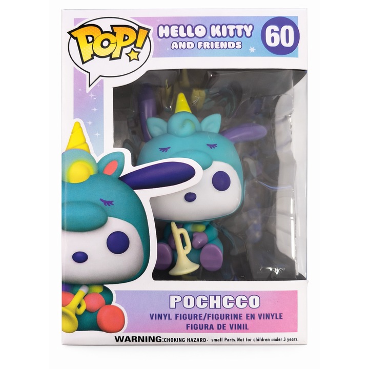 Колекционерска фигурка Pochacco еднорог, Hello Kitty & Friends, винил, многоцветна, 10x14x5см