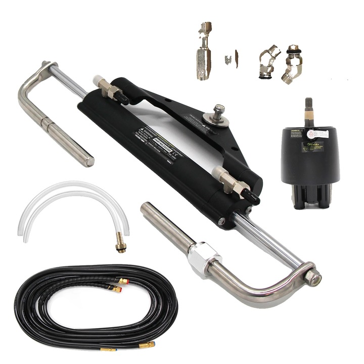 Комплект за управление на извънбордов двигател, от неръждаема стомана, до 150 к.с., 23.6x11.25x7.16 инча, пълен комплект