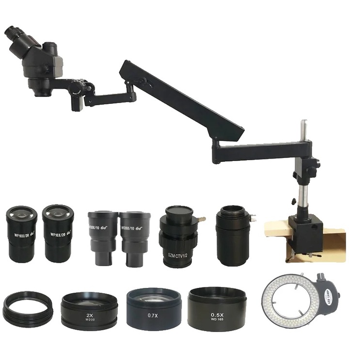 Microscop stereo, 38MP, 3.5X-180X, HDMI si USB, design portabil