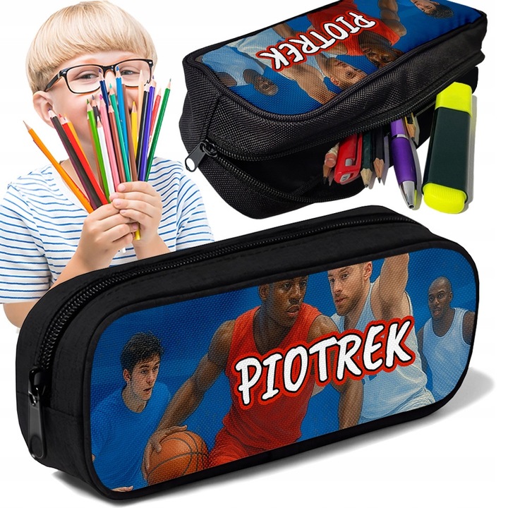 Piornik TUBA personalizat, motiv baschet, 10x20x5cm, multicolor