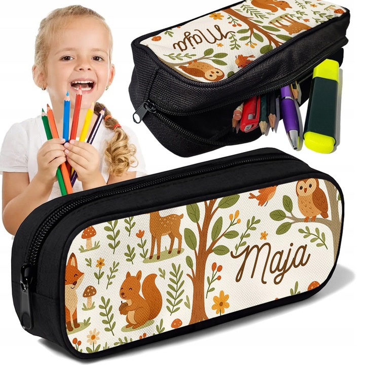 Piornik TUBA personalizat, Lesne Zwierzatka, 10x20x5cm, multicolor