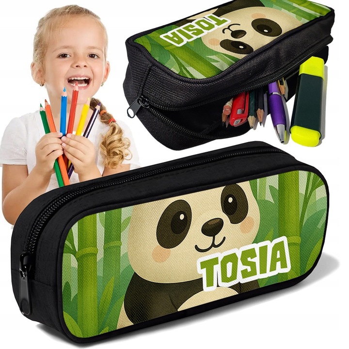 Piornik TUBA personalizat Misiu Panda, 10x20x5cm, poliester, multicolor