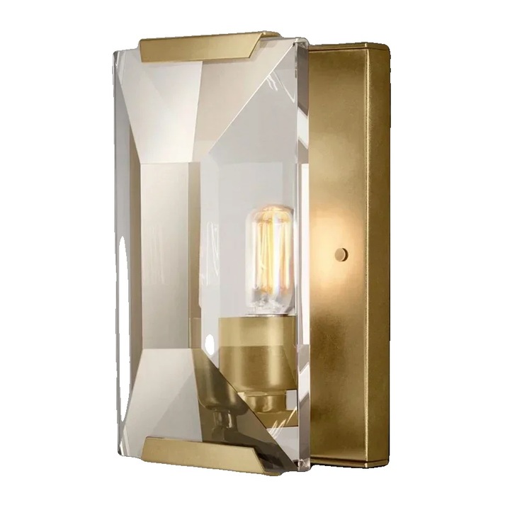 Аплик LED, кристален дизайн, стенен монтаж, естествено бяло, 1 светлина, бронз