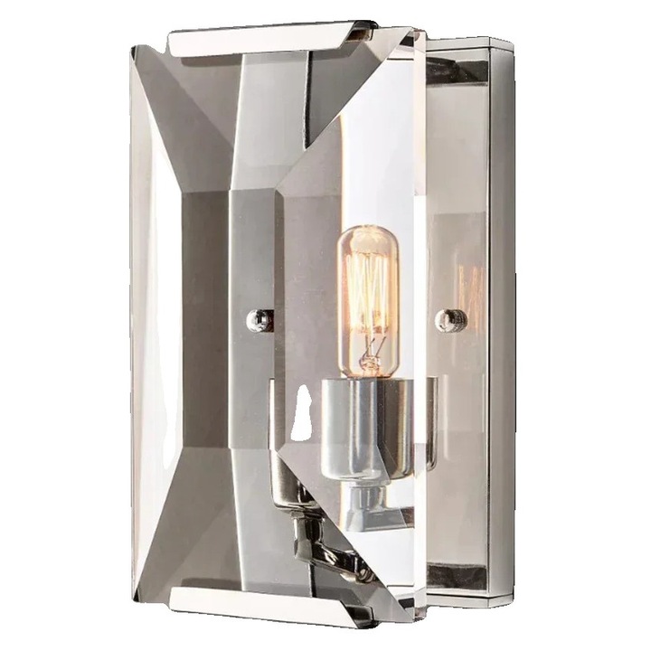 LED аплик, кристален дизайн, стенен монтаж, естествено бял, 1 светлина, хром