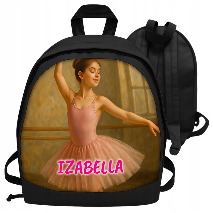 Ghiozdan personalizat pentru fetite, baletnica, 29x37x10cm, un compartiment, roz