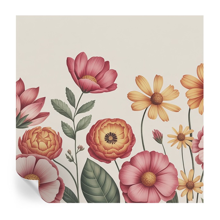 Tapet Autodeziv De Perete, Tulup, Aranjament floral, Roz, 250 x 250 cm, Decorativ, Pentru Interior, 010170060030000284729