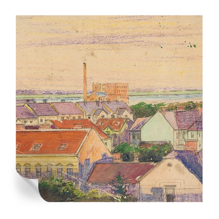 Tapet Autocolant De Perete, Tulup, Acoperisuri urbane, Bej, 250 x 250 cm, Decorativ, Pentru Living, Hol, 010170060030000285630