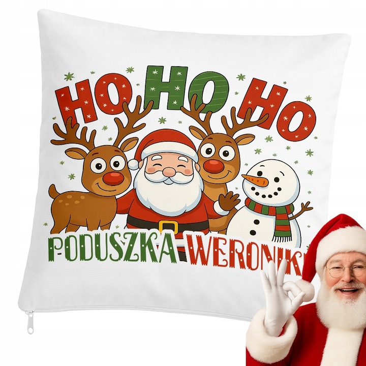 Perna decorativa personalizata, 40x40cm, multicolor, pentru copii, cadou de Mos Nicolae