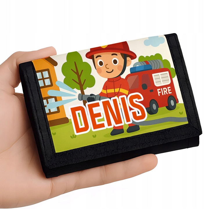 Portfel personalizat pentru copii, tema pompier, 24x13cm, 9x13cm