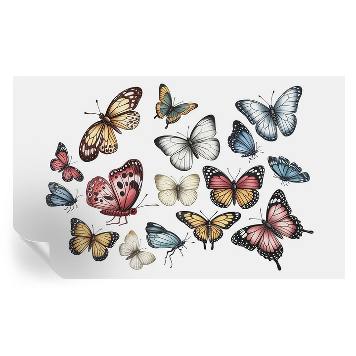 Öntapadós Tapéta Falra, Tulup, Paradicsomlepkék, Fehér, 416 x 254 cm, Dekoráció, Nedvesség- És Foltálló, 010170060070000284833