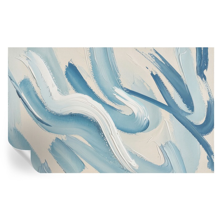 Öntapadós Tapéta Fali Dekoráció, Tulup, Absztrakt ecsetvonások, Kék, 416 x 254 cm, Dekor, Klasszikus, 010170060070000284859