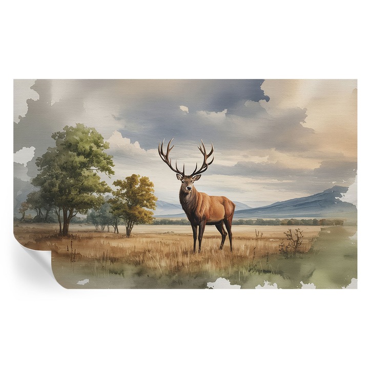 Öntapadós Tapéta Falra, Tulup, Fenséges szarvas, Szürke, 416 x 254 cm, Dekoráció, Előszobába, Konyhába, 010170060070000284949