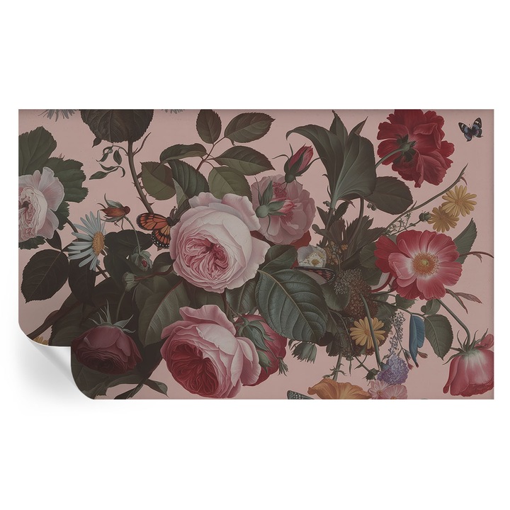 Öntapadós Dekor Tapéta, Tulup, Virágos elegancia, Rózsaszín, 416 x 254 cm, Dekoráció, Könnyen Tisztítható, 010170060070000284970