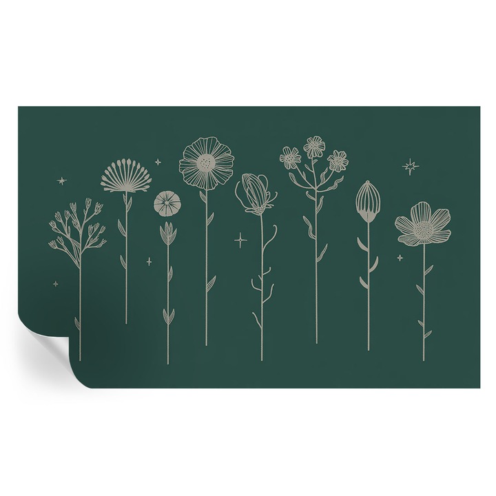 Öntapadós Tapéta Falra, Tulup, Finom virágok, Zöld, 416 x 254 cm, Dekoráció, Könnyen Felszerelhető, 010170060070000284987