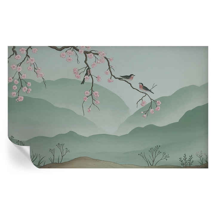 Öntapadós Fotótapéta Falra, Tulup, Japán szerenád, Szürke, 416 x 254 cm, Dekoráció, Klasszikus, 010170060070000285081