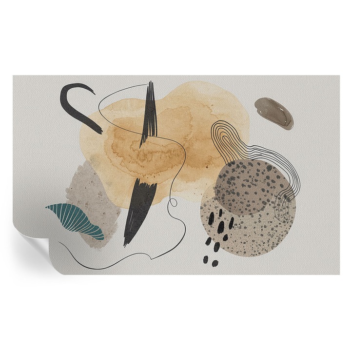 Öntapadós Tapéta Falra, Tulup, Absztrakt kompozíció, Bézs, 416 x 254 cm, Dekoráció, Könnyen Felszerelhető És Tisztítható, 010170060070000285108