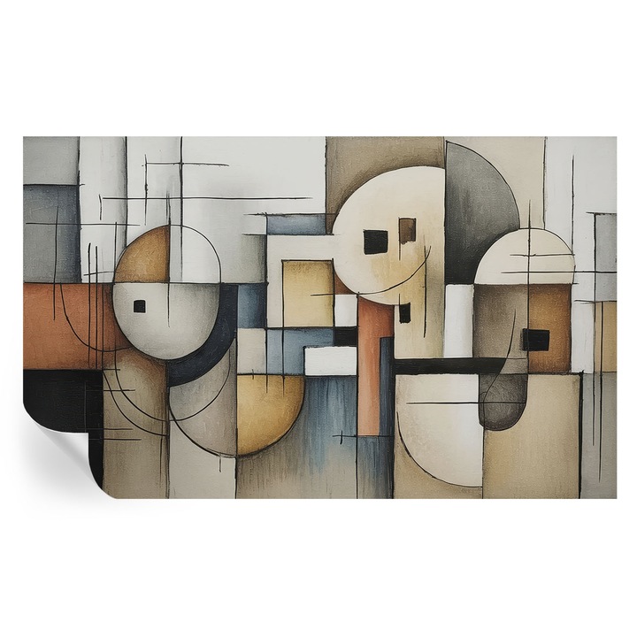 Öntapadós Tapéta Falra, Tulup, Geometriai harmónia, Szürke, 416 x 254 cm, Dekoráció, Erős Ragasztó, 010170060070000285110