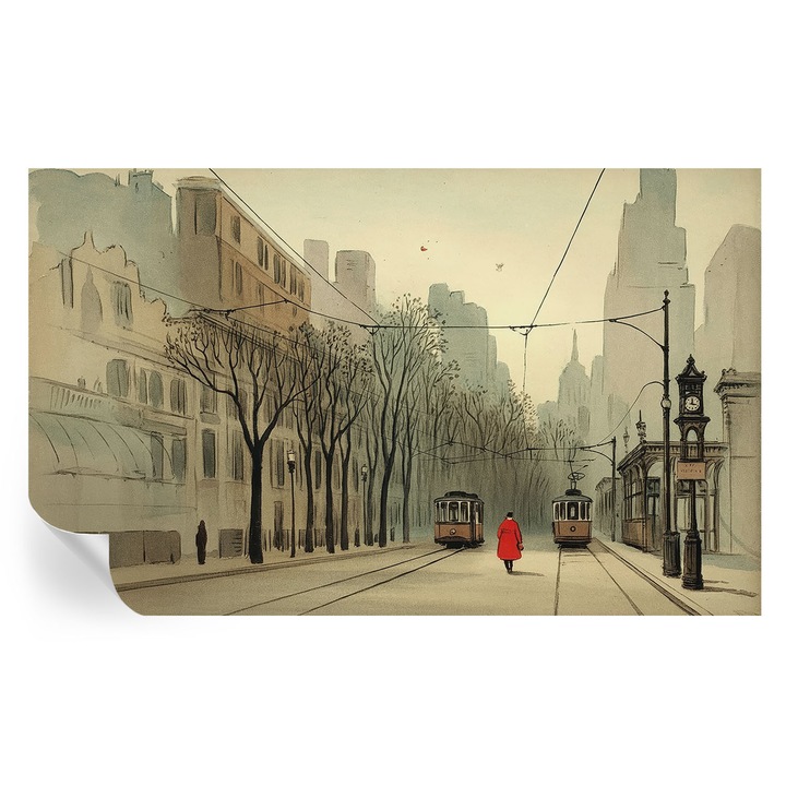 Tapet Autocolant Tulup, Simetrie urbană, Gri, 416x254cm, Lavabil