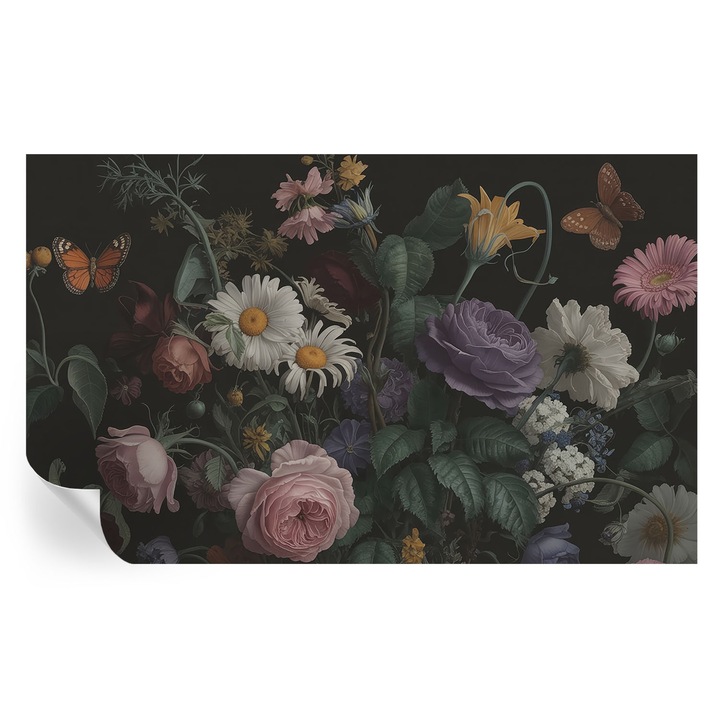 Öntapadós Dekor Tapéta, Tulup, Virágos elegancia, Fekete, 416 x 254 cm, Dekoráció, Klasszikus, 010170060070000285184