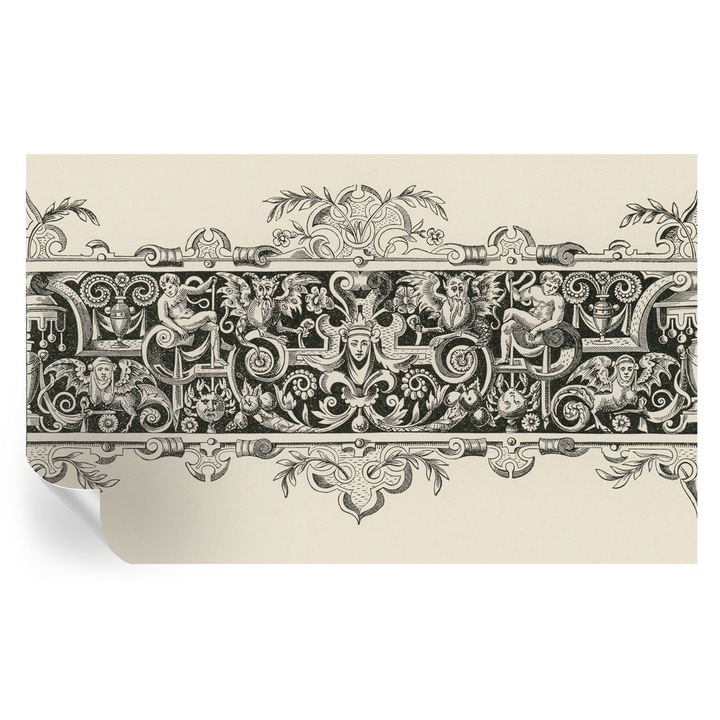 Öntapadós Tapéta Falra, Tulup, Mitológiai motívumok, Fekete és fehér, 416 x 254 cm, Dekoráció, Modern Belsőépítészeti Dekoráció, 010170060070000285268