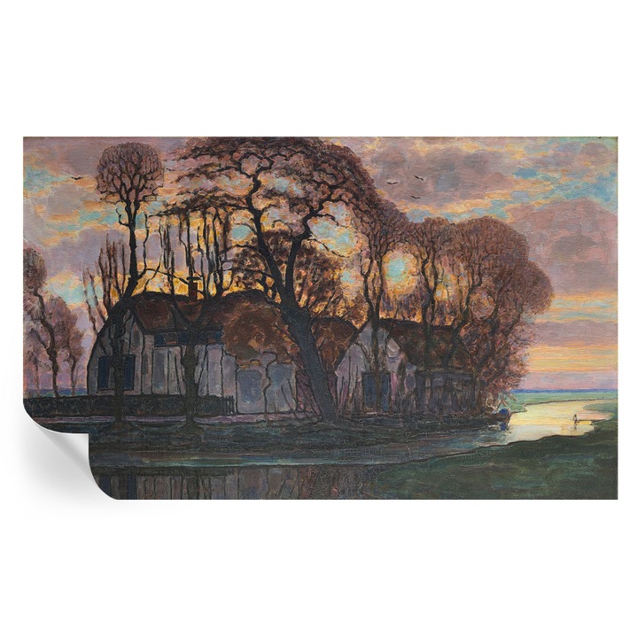 Öntapadós Tapéta Falra, Tulup, Esti tájkép, Szürke, 416 x 254 cm, Dekoráció, Nedvesség- És Foltálló, 010170060070000285583