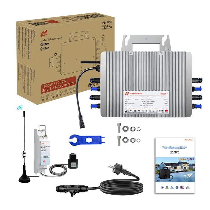 Inverter 2000W, IP67, Limit cu cablu de 1.5m, AC 230V, DC 22-50V