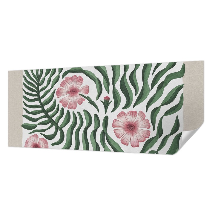 Tapet Autodeziv De Perete, Wallfluent, Flori frunze, Verde, 250 x 104 cm, Pentru Living, Birou, Hol, 010170060020000284810