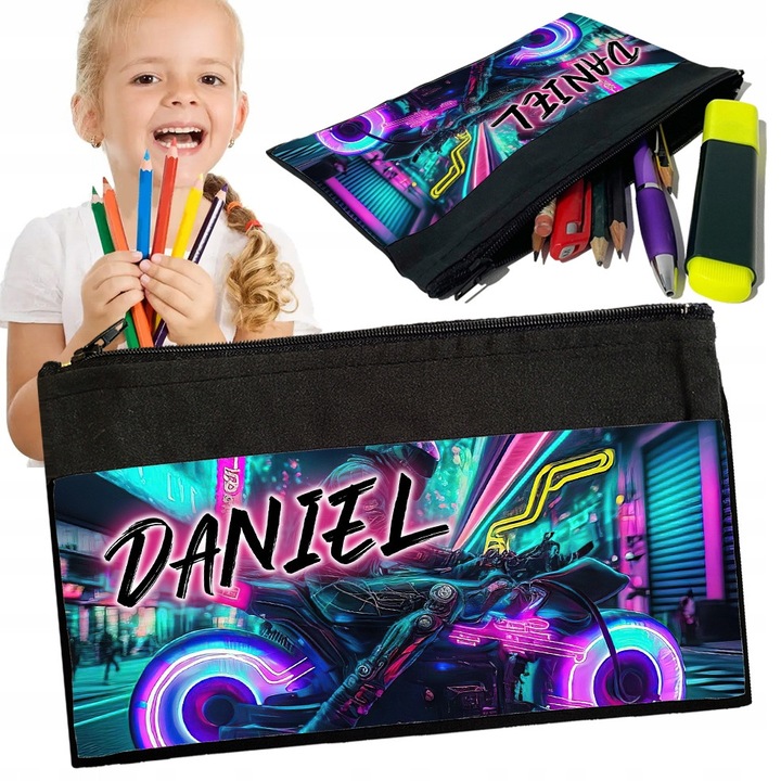 Piornik personalizat cu motociclete, 20x11,5cm, diverse modele, imprimare nume