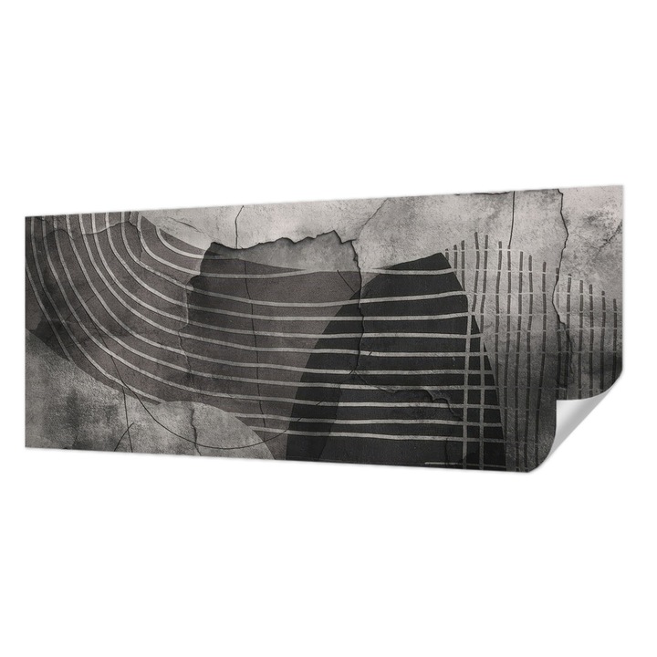 Tapet Textil Autocolant, Wallfluent, Linii abstracte, Gri, 250 x 104 cm, Pentru Perete, Rezistente La Apa, Umiditate Si Pete, 010170060020000285141