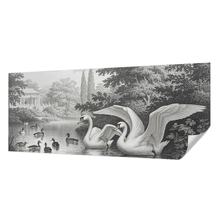 Tapet Textil Autocolant, Wallfluent, Eleganta naturii, Negru, 250 x 104 cm, Pentru Baie, Bucatarie, 010170060020000285182