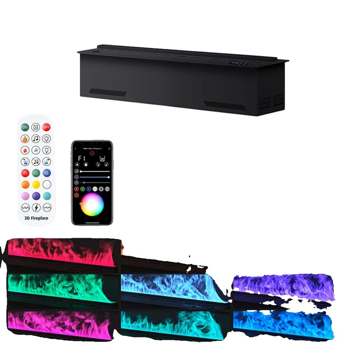 Elektromos kandalló, színes lánghatások, beltéri használat, 500mm, 4.5 liter, automata feltöltés