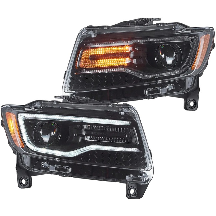 Asamblare Faruri, Proiector LED, Waterproof IP67, Negru Amber